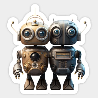 Cute Vintage Robot with Sidekick Sticker